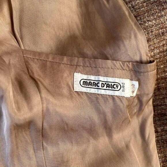 Vintage Harris Tweed Camel Wool Tailored Jacket by Marc D’Alcy Paris – US 10 - Picture 15 of 15